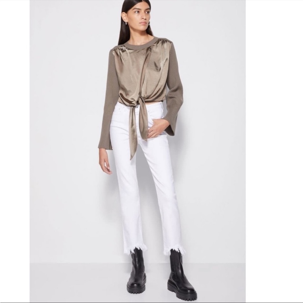 JONATHAN SIMKHAI Marcela tie crew neck top Size Small NWOT